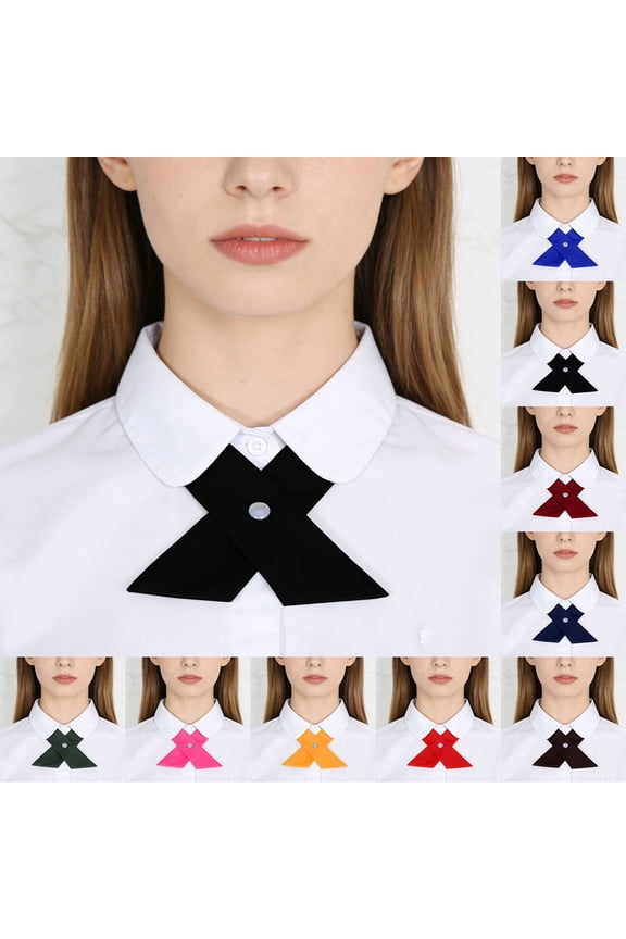 Bow Ties For Women, Solid Color Cross Design Womens Bowties For School Graduation Black