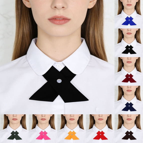 Bainana Bow Ties For Women, Solid Color Cross Design Womens Bowties For School Graduation Black