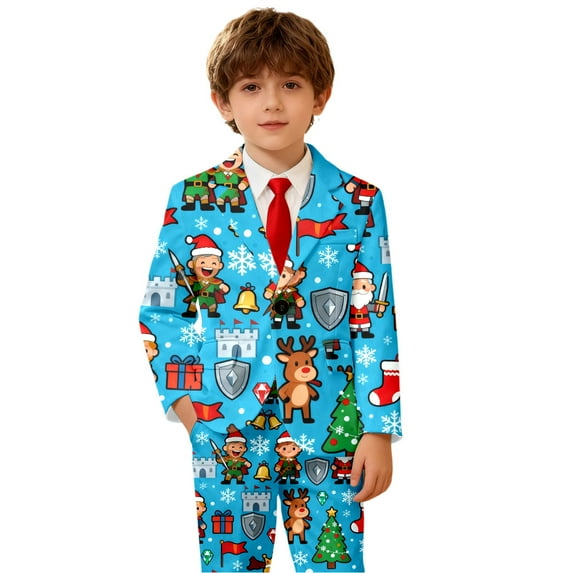 Bainana Boys Christmas Jacket Child Cartoon Print Long Sleeve Lapel ...