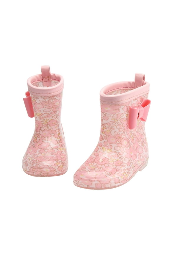 Boys Girls Boots Toddler Star Print Soft Sole Short Ankle Shoes Waterproof Lightweight All Weather Kids Rain Booties Red Size 2-3 Years