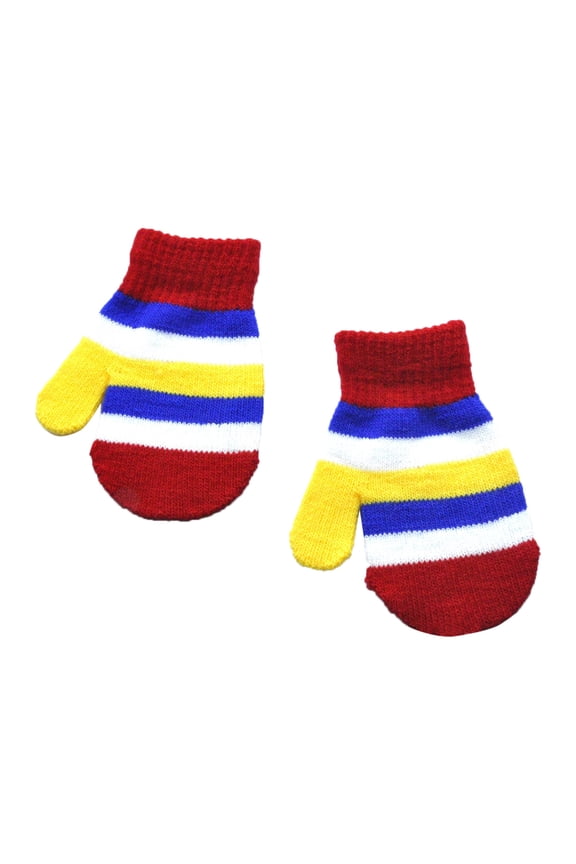 Boys Girls Gloves Toddler Rainbow Print Stretchy Full Finger Mittens Soft Warm Windproof Winter Kids Outdoor Gloves Red