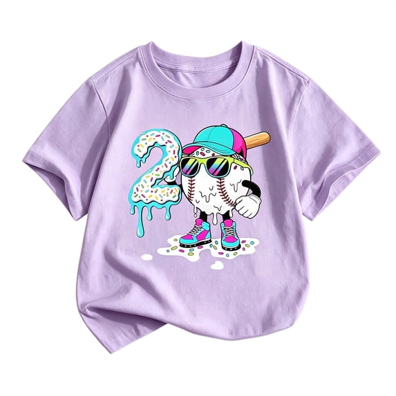 Bainana Boys Short Sleeve T Shirts Number Two Print Loose Tops Big Kids Summer Tees