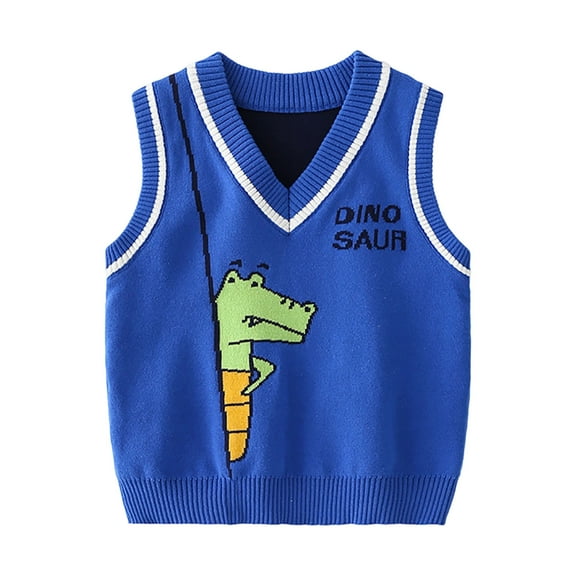 Bainana Boys Sweater Toddler Cartoon Print Sleeveless V Neck Vest ...