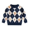 thumbnail image 1 of Bainana Boys Sweatshirt Toddler Plaid Print Long Sleeve Crew Neck Sweater Fashion Lightweight Fall Winter Kids Pullover Tops Navy Size 3-4 Years, 1 of 1