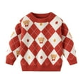 thumbnail image 1 of Bainana Boys Sweatshirt Toddler Plaid Print Long Sleeve Crew Neck Sweater Fashion Lightweight Fall Winter Kids Pullover Tops Orange Size 4-5 Years, 1 of 1