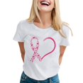 thumbnail image 1 of Bainana Cancer Shirts For Women Pink Ribbon Heart Print Tees Short Sleeve Cancer Awareness Shirts Cancer Support Survivor Tees Size S-Xxl White, 1 of 5