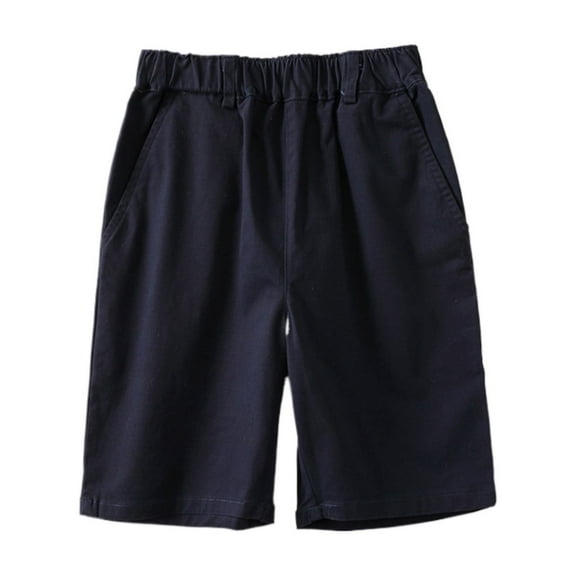 Bainana Cargo Shorts For Boys Child Solid Color Elastic Waist Straight Leg Shorty Breathable Quick Dry Kids Summer Shorts 13-14 Years Navy