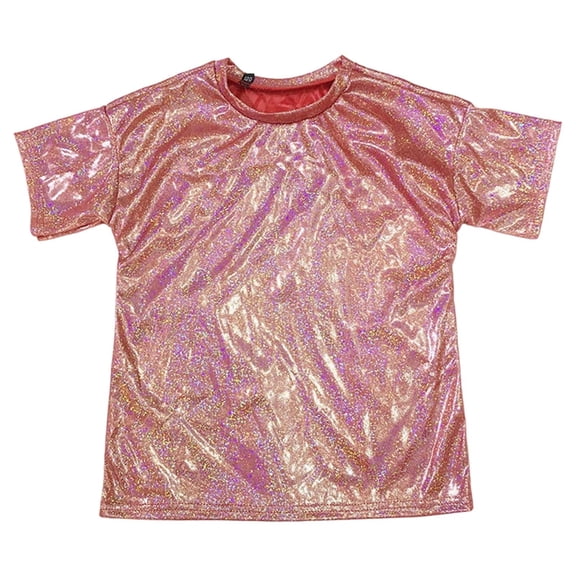 Bainana Carnival Tops For Boys Girls Child Sequin Print Short Sleeve Crew Neck Shirts Casual Stylish Kids Festival Outfits 15-16 Years