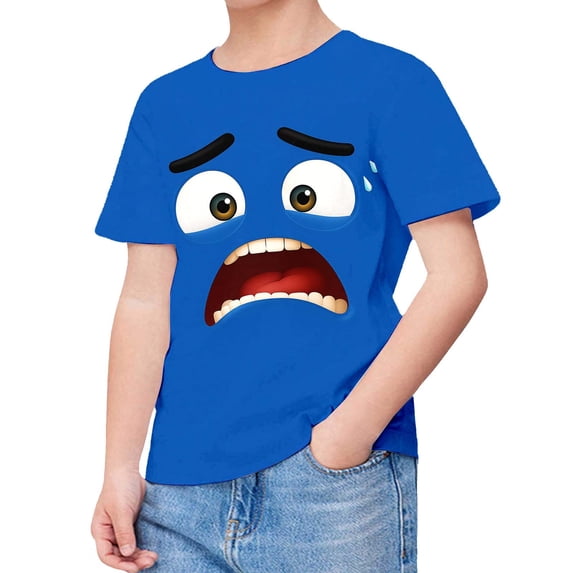 Bainana Cartoon Print Tshirts For Kids Boys Girls Short Sleeve Crew Neck Pullover T Shirt Fashion Cute Youth Child Loose Fit Summer Tops Blue Size 4-5 Years