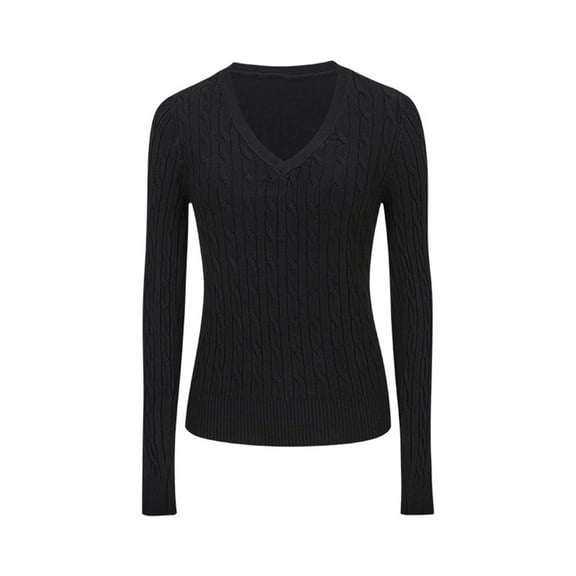 Bainana Casual Base Layer For Women Solid Color Long Sleeve V Neck Tops Comfortable Leisure Female Ladies Slim Fit T-Shirts Black Size M