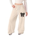 thumbnail image 1 of Bainana Casual Sweatpants For Girls Bowknot Print Wide Leg Elastic Waist Joggers Athletic Pants With Pockets Little Girls Youth Classic Fit Casual Pants Beige Size 4-5 Years, 1 of 5