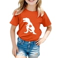 thumbnail image 1 of Bainana Child Festival Tshirt For Girls Boys Dinosaur Print Short Sleeve Crew Neck Tops Comfortable Fashion Little Kids Youth Summer Outfits Orange Size 12-13 Years, 1 of 4