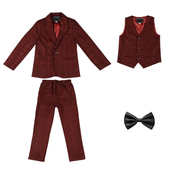 Bainana Christmas Boy'S Outfits Set Long Sleeve Solid Color Gentleman Suit 4 Pieces Matching Set Big Kids Trendy Daily Wear