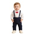 thumbnail image 1 of Bainana Christmas Kid'S Gentleman Outfits Set Long Sleeve Letter Print Shirt And Suspender Pants 2 Pieces Suit Set Infant Boys Girls Cute Daily Wear, 1 of 8