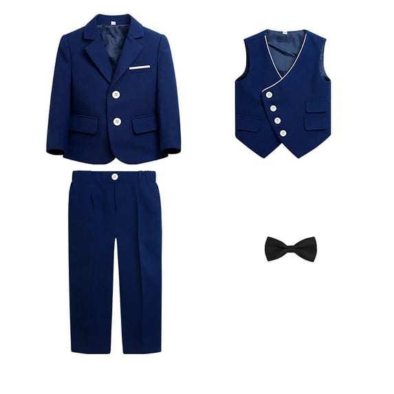 Bainana Boys Christmas Outfit Set Long Sleeve Solid Color Gentleman Suit 4 Pieces Matching Set Big Kids Fashion Party Wear