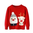 thumbnail image 1 of Bainana Christmas Sweater For Boys Girls Toddler Cartoon Print Long Sleeve Crew Neck Tops Cute Warm Autumn Winter Kids Daily Wear Red Size 5-6 Years, 1 of 4