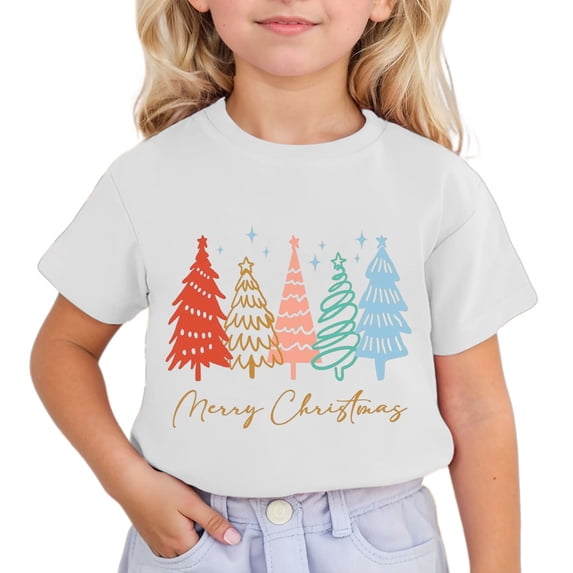 Bainana Christmas T Shirts For Girls Santa Tree Letter Print Short Sleeve Tees Fashion Theme Party Tops Clothes
