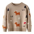 thumbnail image 1 of Bainana Christmas Tops For Toddler Girls Boys Cartoon Print Long Sleeve Crew Neck Sweater Fashion Loose Autumn Kids Daily Wear Brown Size 2-3 Years, 1 of 4