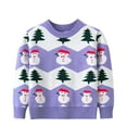 thumbnail image 1 of Bainana Christmas Tops For Toddler Girls Boys Cartoon Print Long Sleeve Crew Neck Sweater Comfortable Leisure Autumn Kids Daily Wear Purple Size 2-3 Years, 1 of 3