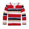 thumbnail image 1 of Bainana Crewneck Shirts For Little Boys Stripe Print Long Sleeve Crew Neck Sweatshirt Lightweight Soft Autumn Kids Tops Red Size 10-11 Years, 1 of 4