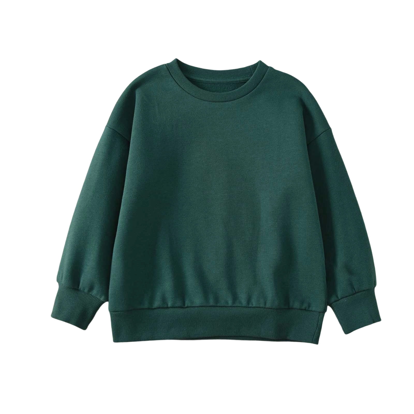 Autumn Arrival Kids Unisex Casual Solid Color Long Sleeves Pullover