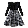 thumbnail image 1 of Bainana Dress For Toddler Girls Plaid Print Long Sleeve Crew Neck Dresses Lightweight Soft Autumn Girls Dress Black Size 2-3 Years, 1 of 9