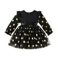thumbnail image 1 of Bainana Dresses For Infant Girls Polka Dot Print Long Sleeve Crew Neck Dress Soft Casual Girls Fall Winter Dress Black Size 3-6 Months, 1 of 6