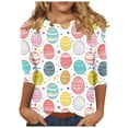 thumbnail image 1 of Bainana Easter Women's T-Shirt Fashion Egg Printed Casual 3/4 Sleeve Round Neck T Shirt Top Ladies Festival Casual Tshirts Multicolour Size L, 1 of 5
