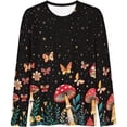 thumbnail image 1 of Bainana Fashion T Shirts For Women Butterfly Print Long Sleeve Crew Neck Tops Breathable Comfortable Ladies Spring Tees Black Size L, 1 of 4