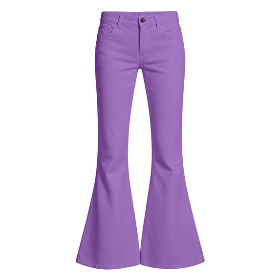 Bainana Flared Leg Pants For Teen Girls Solid Color High Waisted Trousers Fashion Stretch Big Kids Back To School Season Casual Pants Size 15-16 Years Purple
