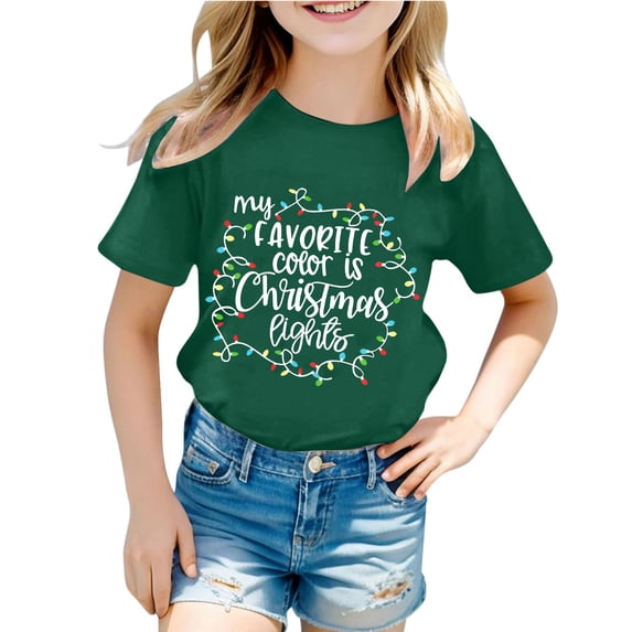 Bainana Girl'S Christmas T Shirts Letter Print Short Sleeve Tees Casual Daily Wear Tops Clothes