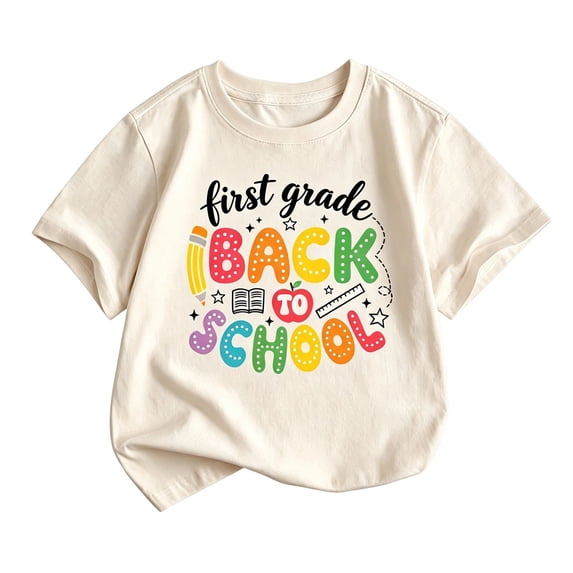 Bainana Girls Back To School T Shirts Letter Print Short Sleeve Tops Big Kids Fashion Summer Tees