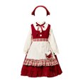 thumbnail image 1 of Bainana Girls Christmas Outfit Set Long Sleeve Reindeer Print Sweatshirt Plaid Skirt 2 Pieces Clothes Set Toddler Kids Relaxed Fit Party Wear, 1 of 9