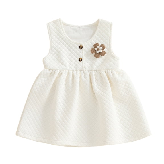 Bainana Girls Dress Toddler Floral Print Long Sleeve Crew Neck Dresses Fashion Comfortable Autumn Winter Girls Daily Wear White Size 12-18 Months