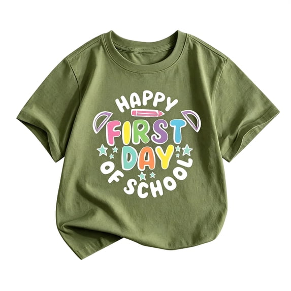 Bainana Girls First Day Of School T Shirts Letter Print Short Sleeve Tops Big Kids Comfortable Back To School Tees