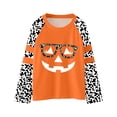 thumbnail image 1 of Bainana Girls Halloween T-Shirts Size 3-4 Years Cute Face Print Long Sleeve Tees Halloween Outings Clothes Blue, 1 of 4