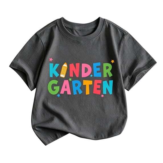 Bainana Girls Kindergarten T Shirts Letter Print Short Sleeve Tops Big Kids Casual Back To School Tees