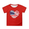 thumbnail image 1 of Bainana Girls Short Sleeve T-Shirt Toddler Cartoon Print Short Sleeve Crew Neck Tops Fashion Cute Little Girls Festival Party Playwear Summer Clothes Red Size 3-4 Years, 1 of 4
