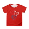 thumbnail image 1 of Bainana Girls Short Sleeve T-Shirt Toddler Cartoon Print Short Sleeve Crew Neck Tops Fashion Cute Little Girls Festival Party Playwear Summer Clothes Red Size 5-6 Years, 1 of 4