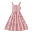 thumbnail image 1 of Bainana Girls' Solid Color Bow Dress Sleeveless Suspender Dresses Fashion Breathable Girls Summer Party Dress Red Size 10 Years, 1 of 9