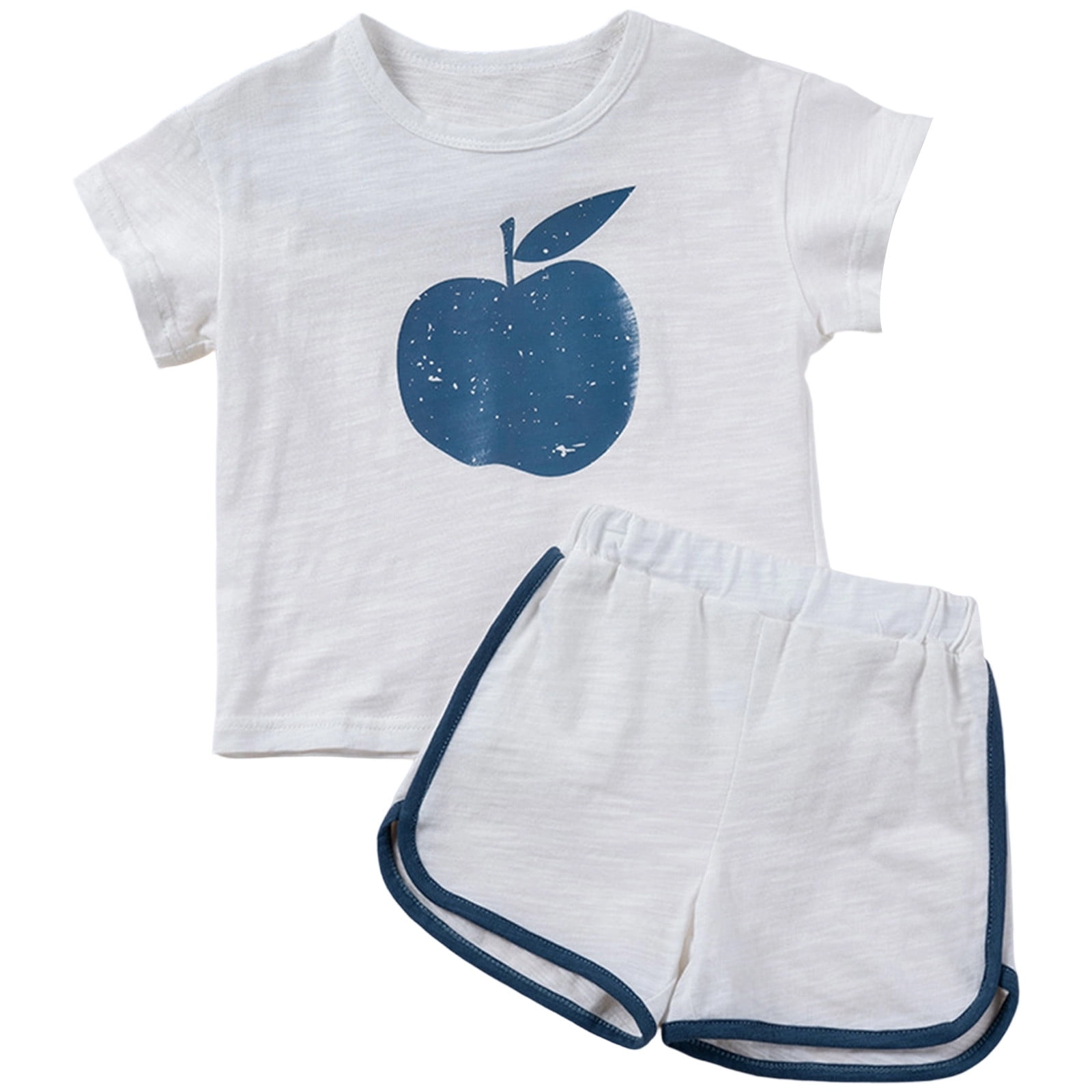 Bainana Girls Summer Outfit Set Toddler Cartoon Print Short Sleeve Crew ...