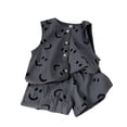 thumbnail image 1 of Bainana Girls Summer Outfit Set Toddler Polka Dot Print Sleeveless Crew Neck Vest Tops And Shorts Set Breathable Fashion Little Girls Summer School Play Party Outfits Size 4-5 Years Grey, 1 of 3