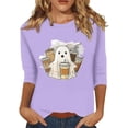 thumbnail image 1 of Bainana Halloween 3/4 Sleeve Tshirts For Womens Ghost Print Crew Neck Fall Tops Soft Lightweight Ladies Theme Party Casual Tees Size M, 1 of 5