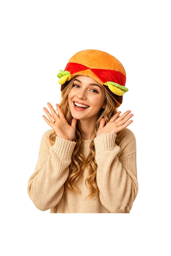 Halloween Hamburger Cosplay Hat For Women Men Food Theme Hat Adorable Soft Festival Events Headwear