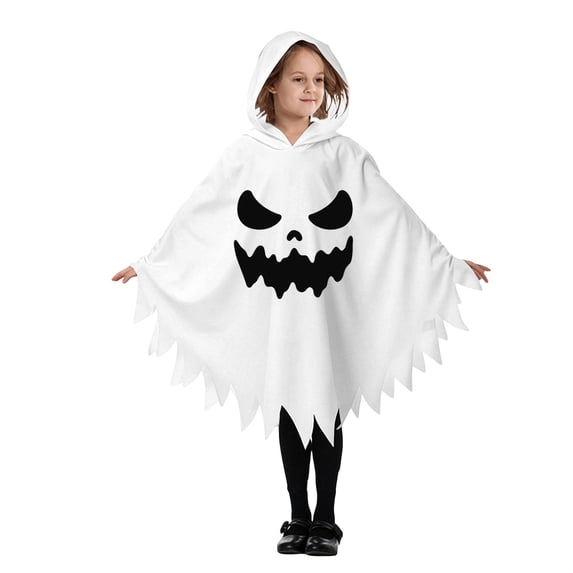 Bainana Halloween Kids Onesie Cosplay Romper Ghost Robe Outfits Comfortable Long Sleeve Hooded Face Print Robe Boys And Girls Trick-Or-Treating Clothes