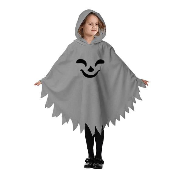 Bainana Halloween Onesie Cosplay Ghost Robe Outfits For Kids Lightweight Long Sleeve Hooded Face Print Robe Boys And Girls School Play Clothes