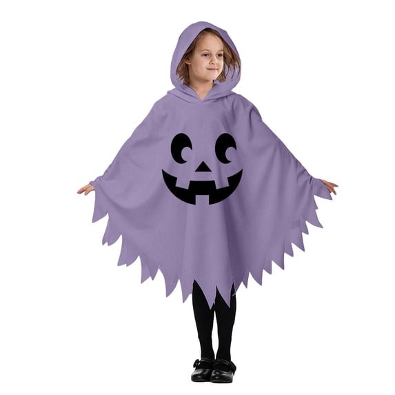 Bainana Halloween Onesie Role Play Ghost Robe Outfits For Kids Lightweight Long Sleeve Hooded Face Print Robe Boys And Girls Theme Party Clothes