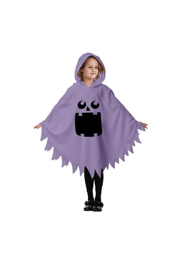 Halloween Onesie Romper Ghost Robe Outfits For Kids Comfortable Long Sleeve Hooded Face Print Robe Boys And Girls School Play Clothes