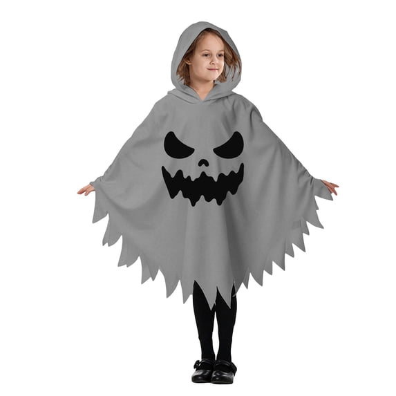 Bainana Halloween Onesie Romper Ghost Robe Outfits For Kids Soft Long Sleeve Hooded Face Print Robe Boys And Girls School Play Clothes