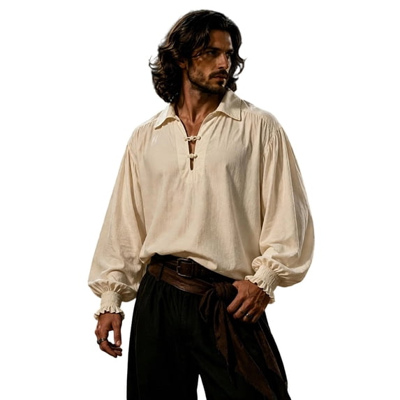 Bainana Halloween Pirate Cosplay Outfits For Adult Men Gothic Theme Stage Performance Solid Shirts For Halloween Party
